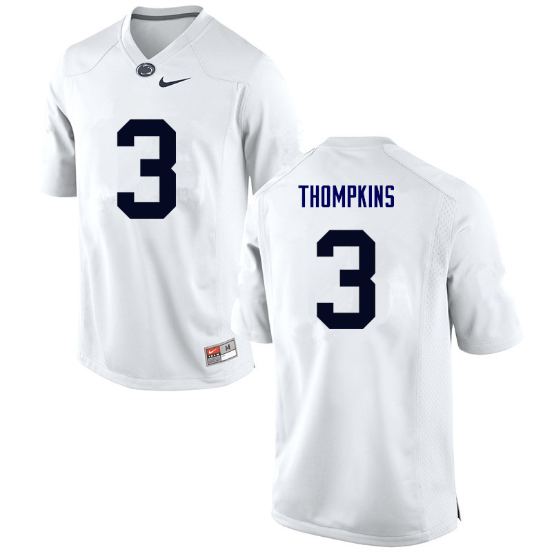 Men Penn State Nittany Lions #3 DeAndre Thompkins College Football Jerseys-White - Click Image to Close